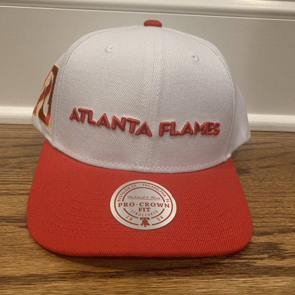 Atlanta Flames Mitchell & Ness NHL Throwback Red White Adjustable Snapback Hat